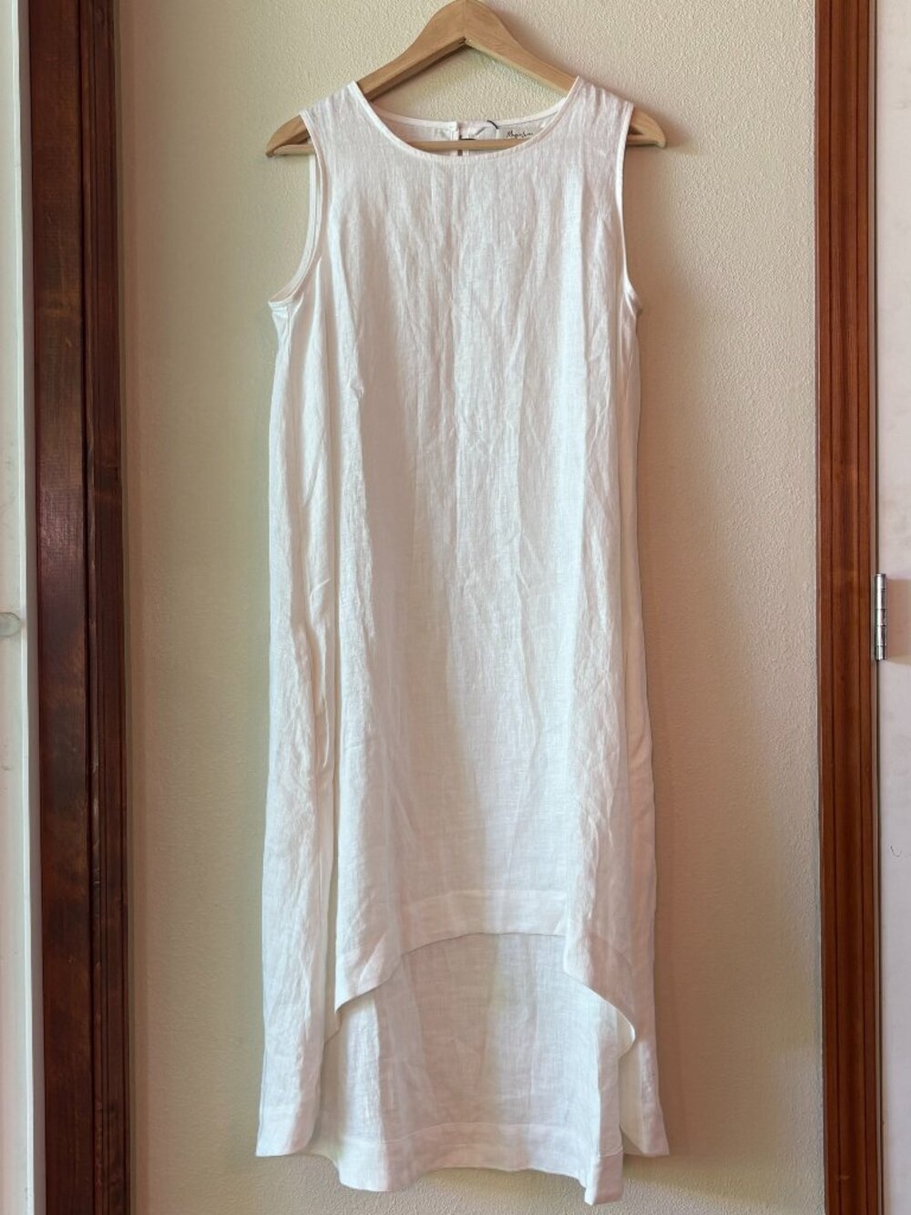 NWT MagicLinen Royal Toscana 100% Linen Dress White Summer Pockets Size M